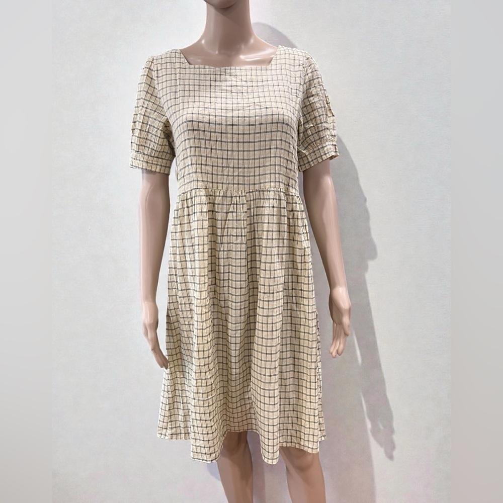 Cottage boho handmade empire baby doll OOAK pinstripe day shift dress vintage
